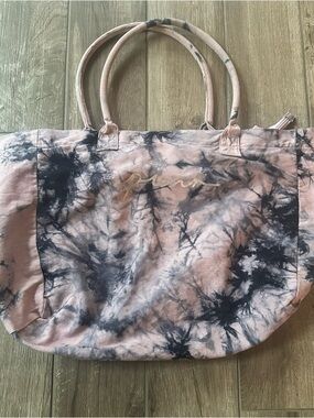 Pink by Victoria Secret Tie-Dye Pink and Black Canvas Tote Bag